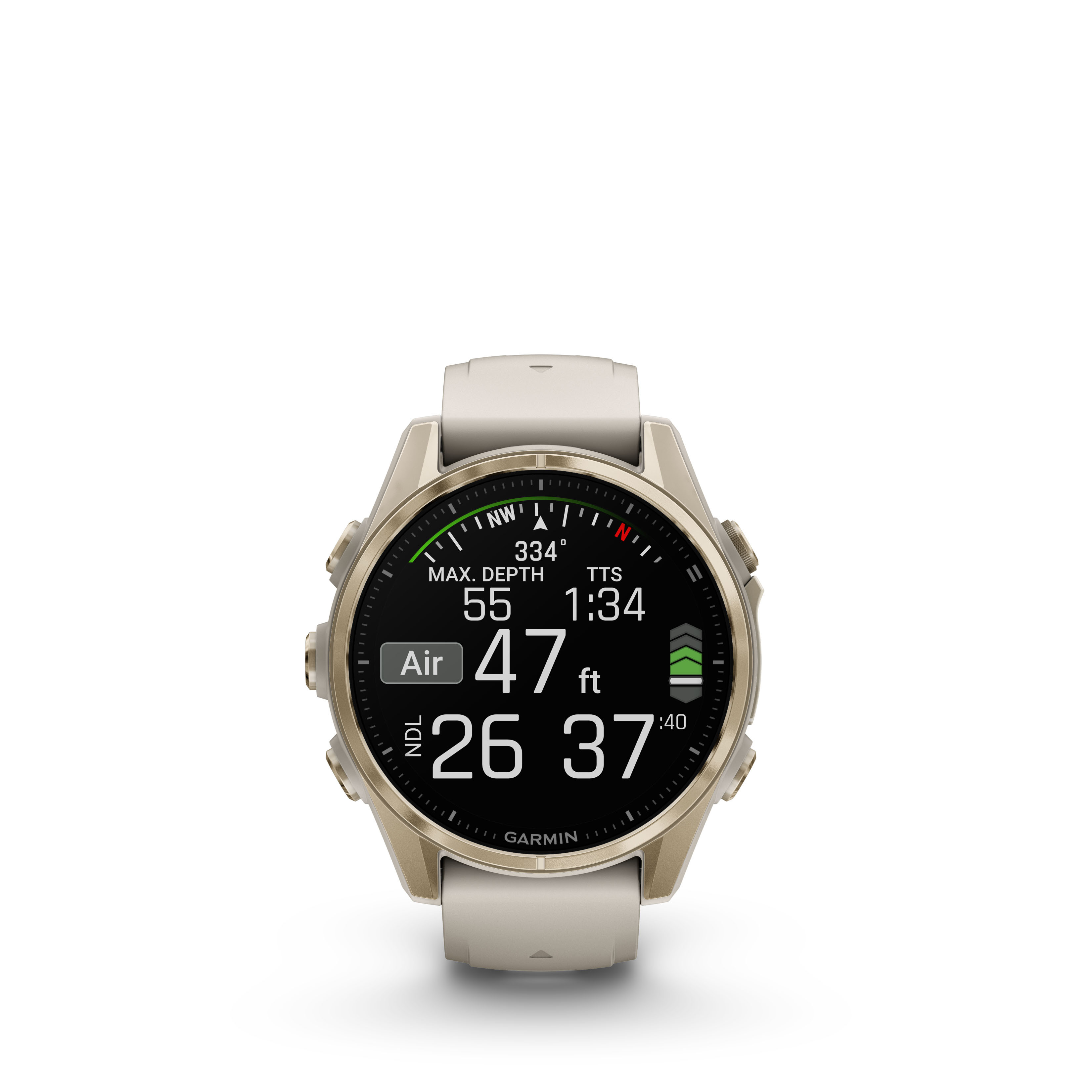 Garmin fenix 8 – 43 mm, AMOLED  Sapphire, Soft Gold / Fog grey silikonový řemínek