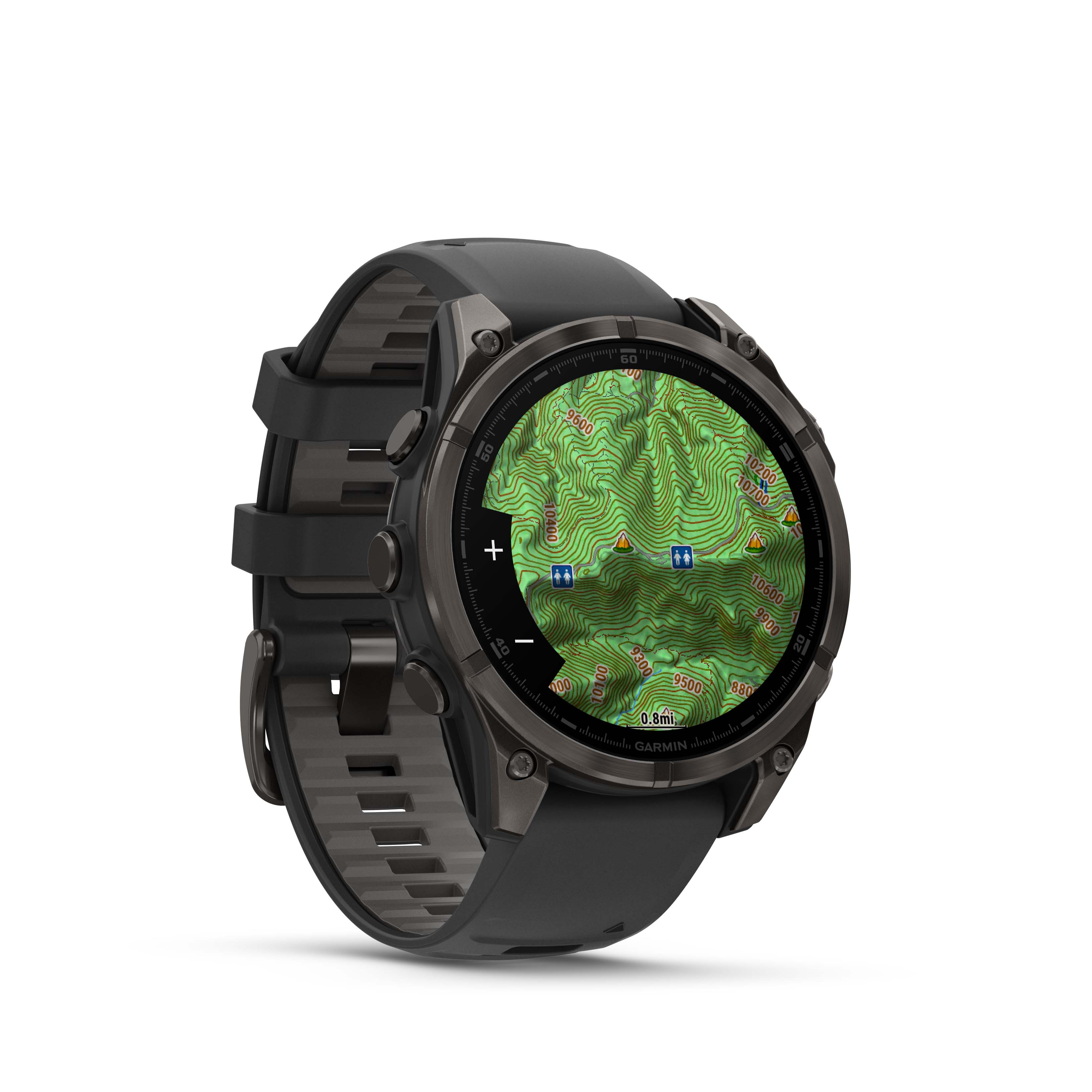 Garmin fenix 8 - 47 mm, AMOLED Sapphire, Titanium, Carbon grey DLC titanium, Black/Gray silikonový řemínek