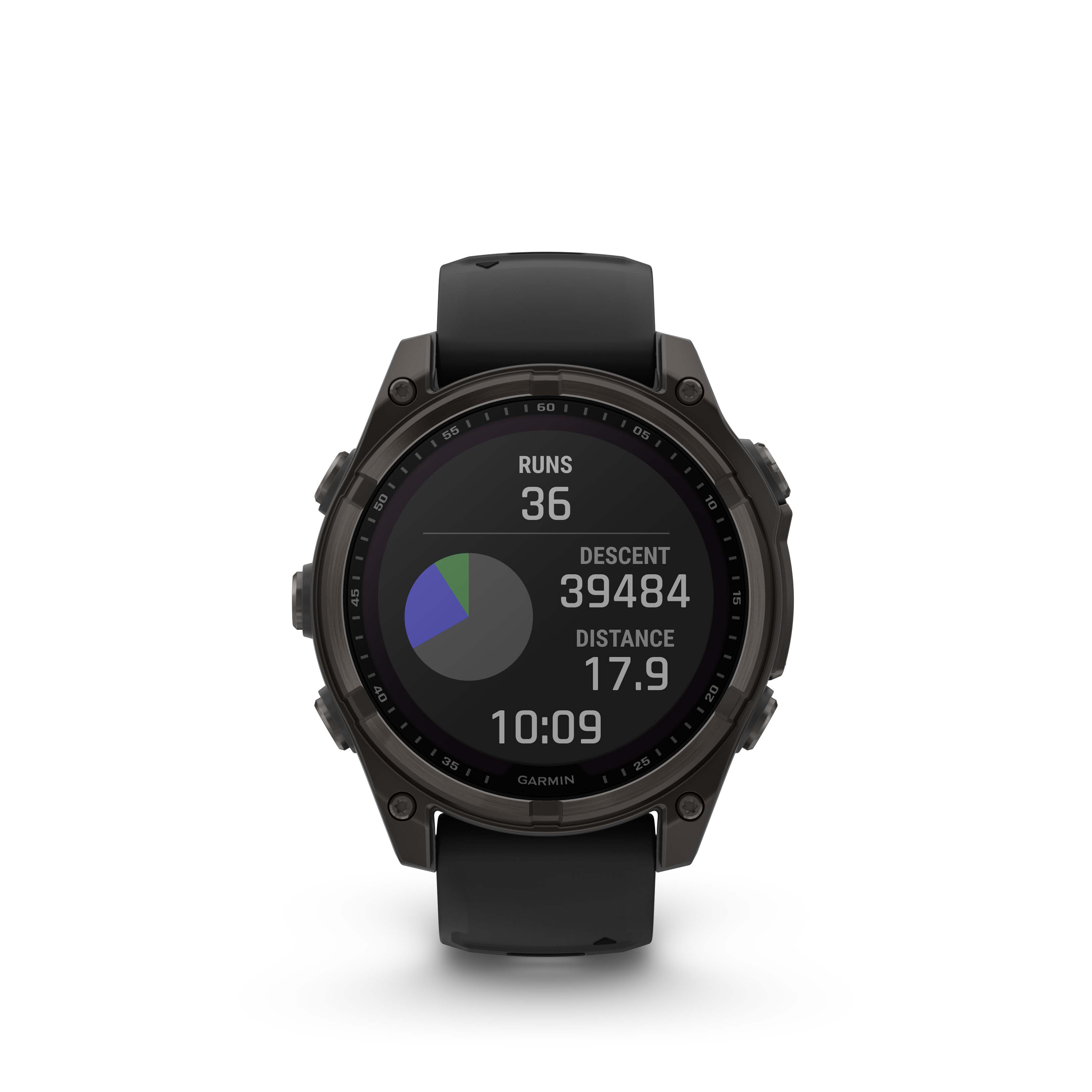 Garmin fenix 8 - 47 mm, Solar Sapphire, Titanium, Carbon grey DLC titanium, Black/Grey silikonový řemínek