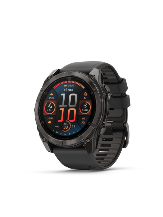 Garmin fenix 8 - 51 mm, AMOLED Sapphire, Carbon Grey DLC, Black/Grey silikonový řemínek