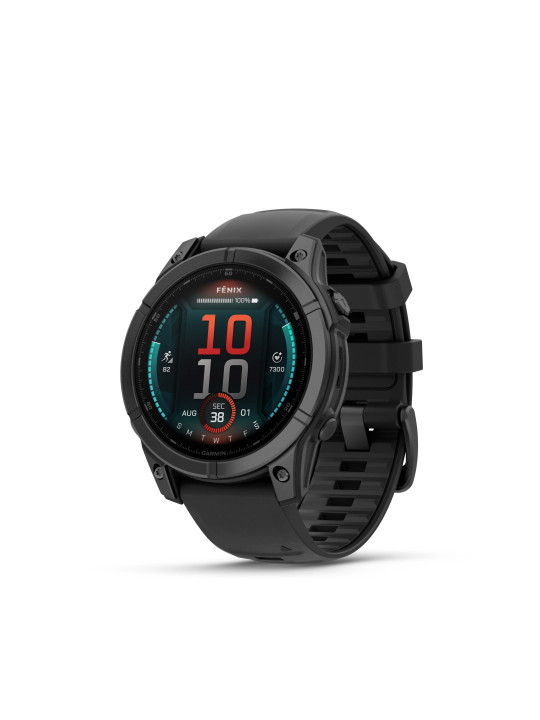 Garmin fenix E - Slate grey steel, černý silikonový řemínek