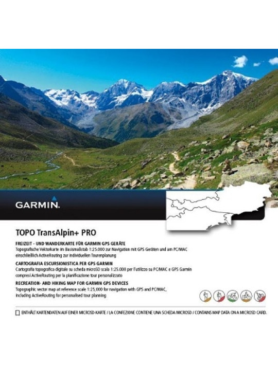 Garmin - turistická mapa Topo TransAlpine+ PRO (Alpy, Rakousko)